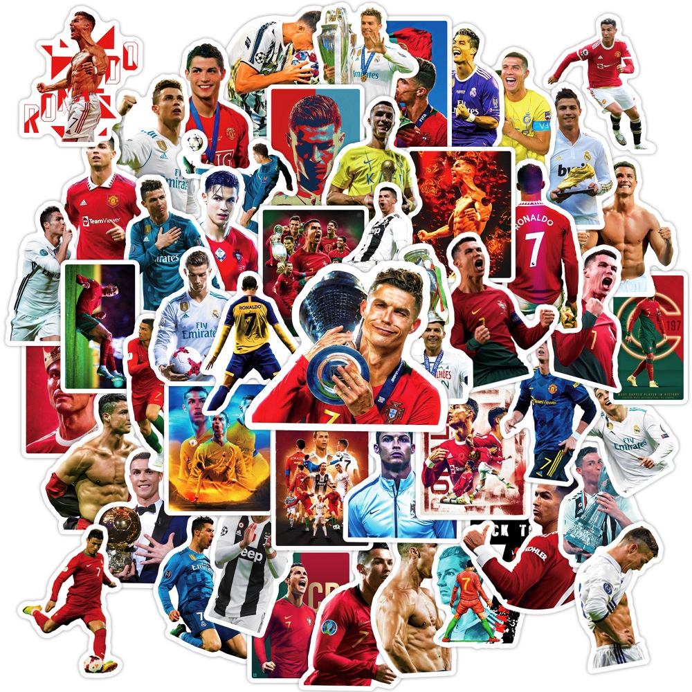 50 Pcs Cristiano Ronaldo Adesivos-Decalques De Vinil À Prova D'água Para Telefone , Laptop E Bagagem