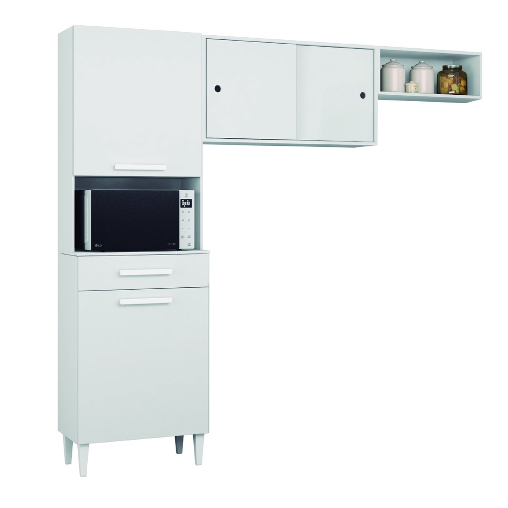Armário de Cozinha 2m 4 Portas 1 Gaveta Branco  Aramóveis - Home & Living