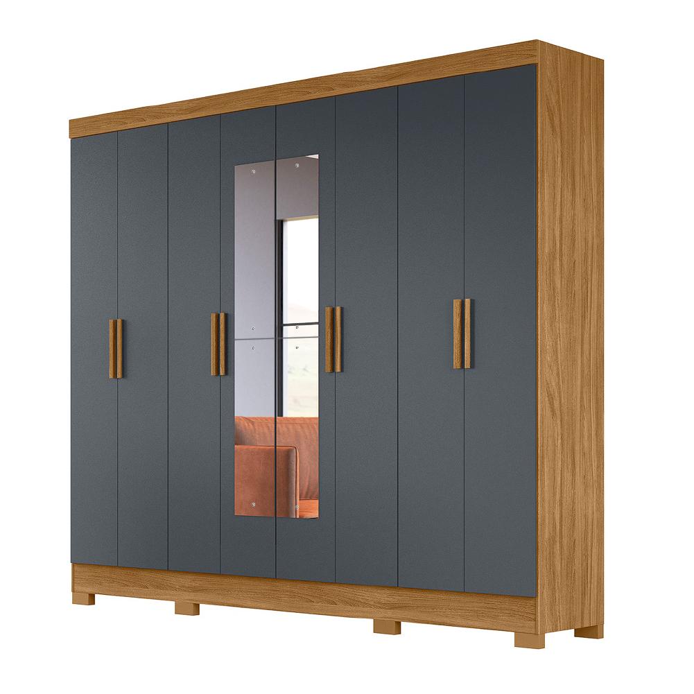 Guarda Roupas Casal com Espelho 8 Portas 4 Gavetas Diplomata Moval Freijó / Cinza em Oferta na Shopee