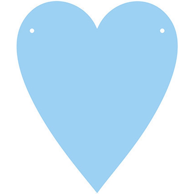 Varal De Bandeirolas em Papel Lousa - Coração Azul - 21 x 26,5 cm