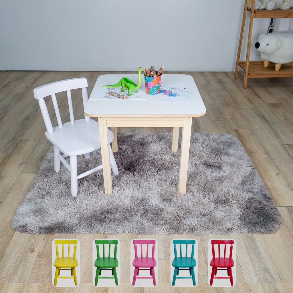 Mesa Mesinha Infantil Madeira Maciça Resistente Cadeira Colorida Resistente Suporta 120 kg Coloridas