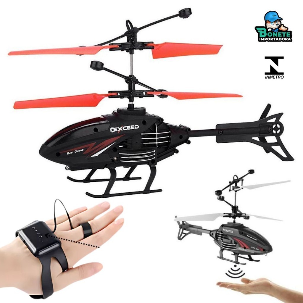 Helicóptero Controle de Mão Recarregável com Sensor - Brinquedo Interativo