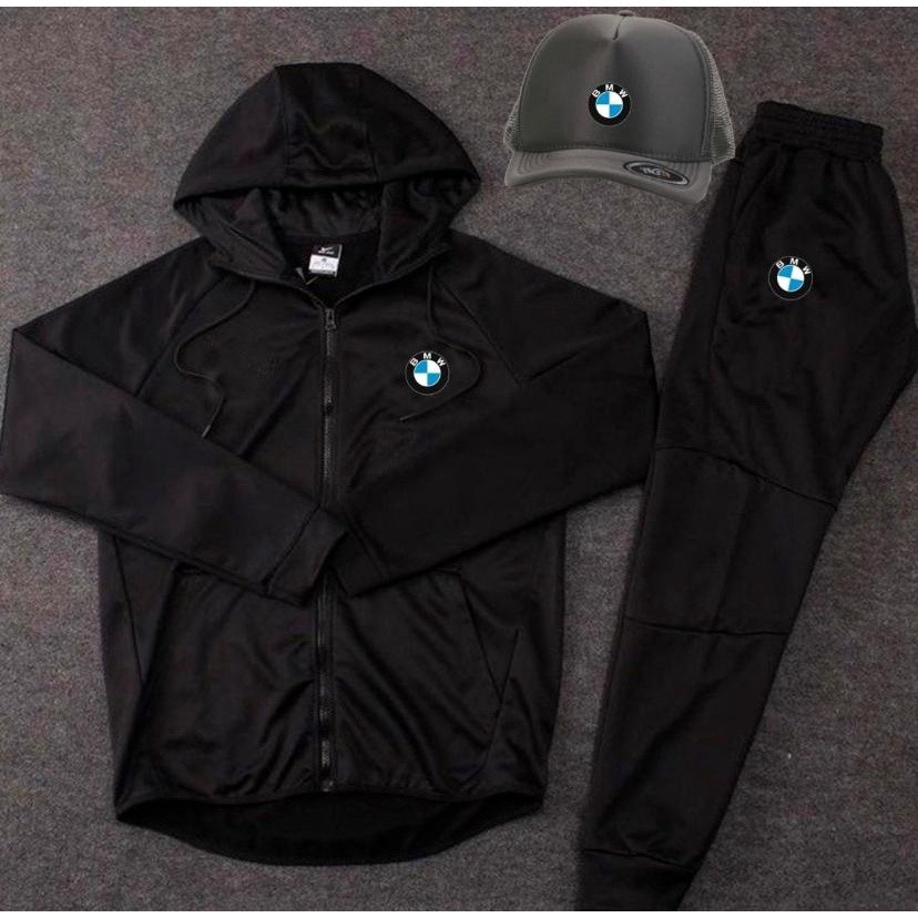 Conjunto Corta Vento Jaqueta Blusa e Calça BMW + Boné