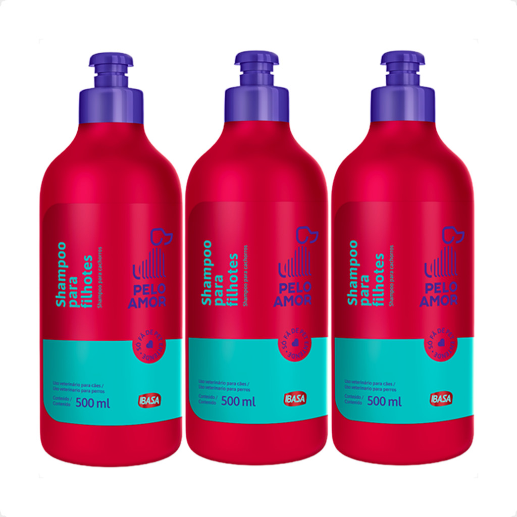 Kit 3 Shampoo para Filhotes Pelo Amor Ibasa - 500ml
