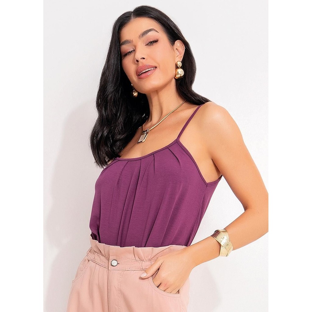Blusa De Alça Roxo Quintess em Oferta na Shopee