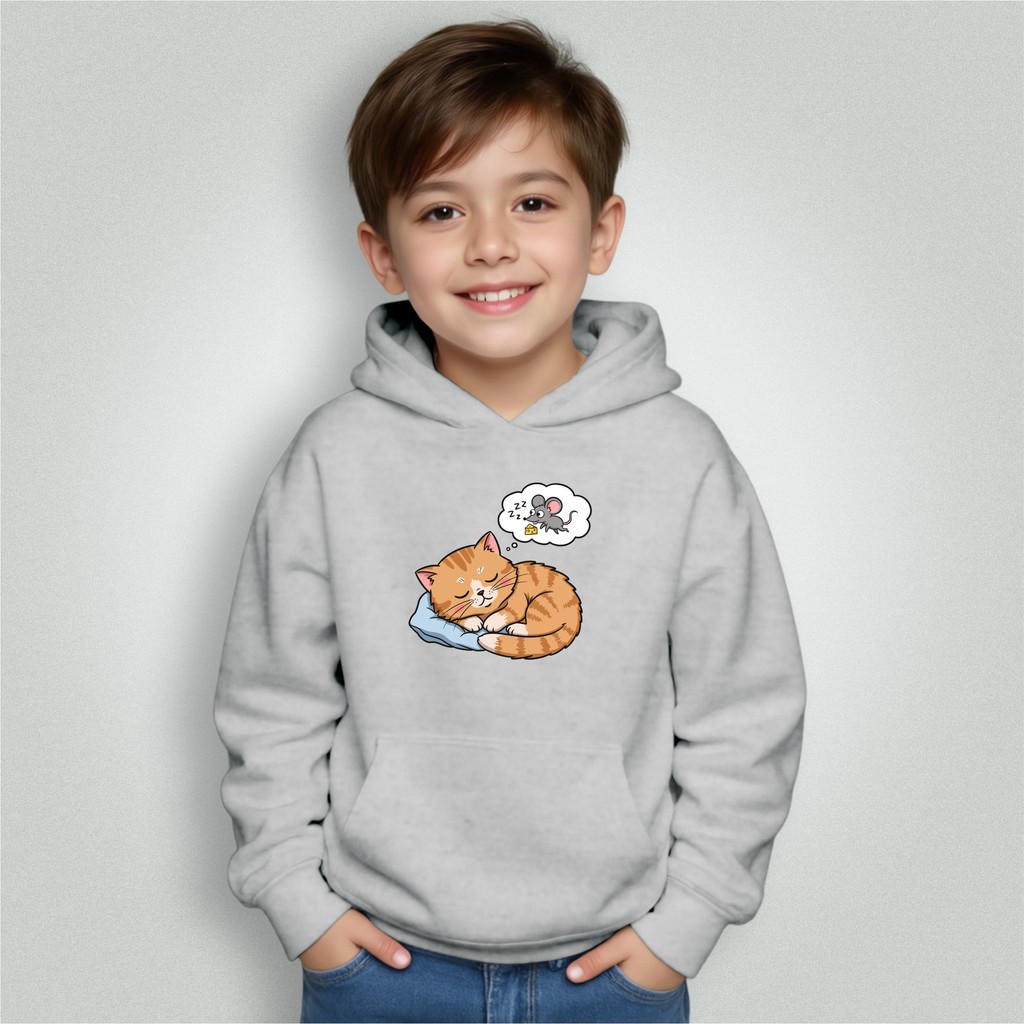 Moletom Infantil Bolso Canguru Com Capuz Menino Menina Gatinho Dorminhoco Envio Imediato