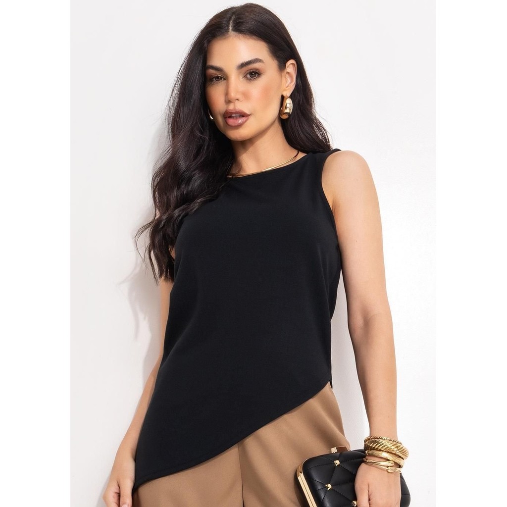 Blusa  Em Malha Crepe Preto Quintess