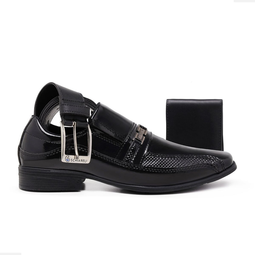 Kit Sapato Social Masculino Com Cinto + Carteira Moderno Macio Para Casamento Noivado Trabalho 836