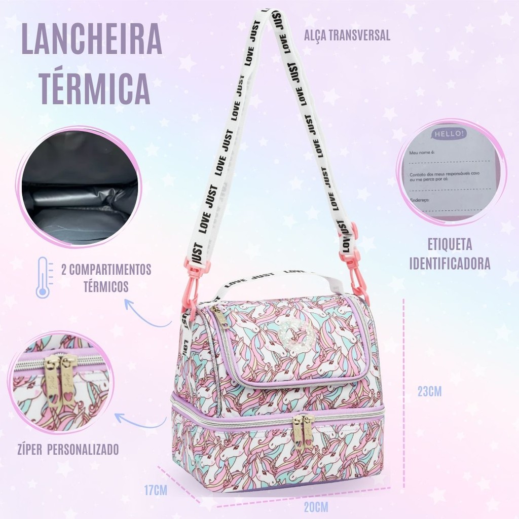 Kit Mochila Rodinhas 360º Lancheira Estojo Meninas Escolar 3 Peças — imagem 2 de 2
