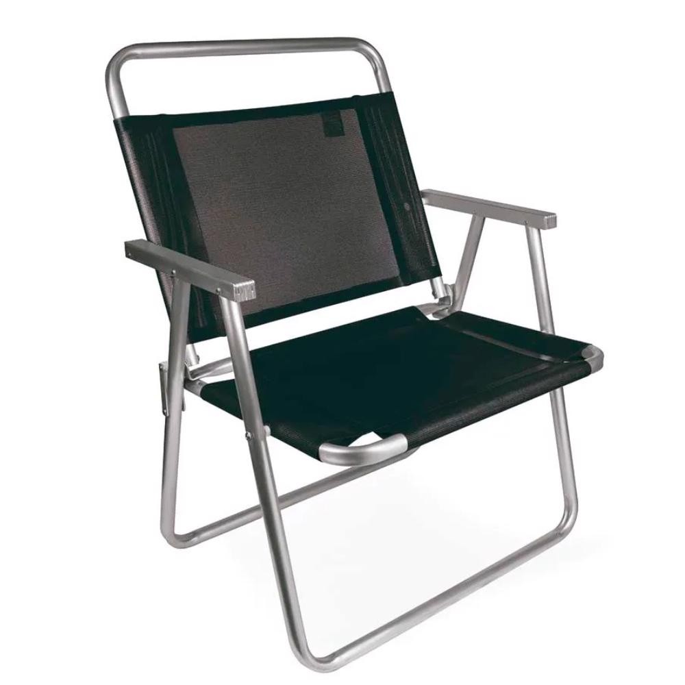Cadeira de Praia Oversize em Alumínio até 140kg Preta 2153 MOR - Home & Living