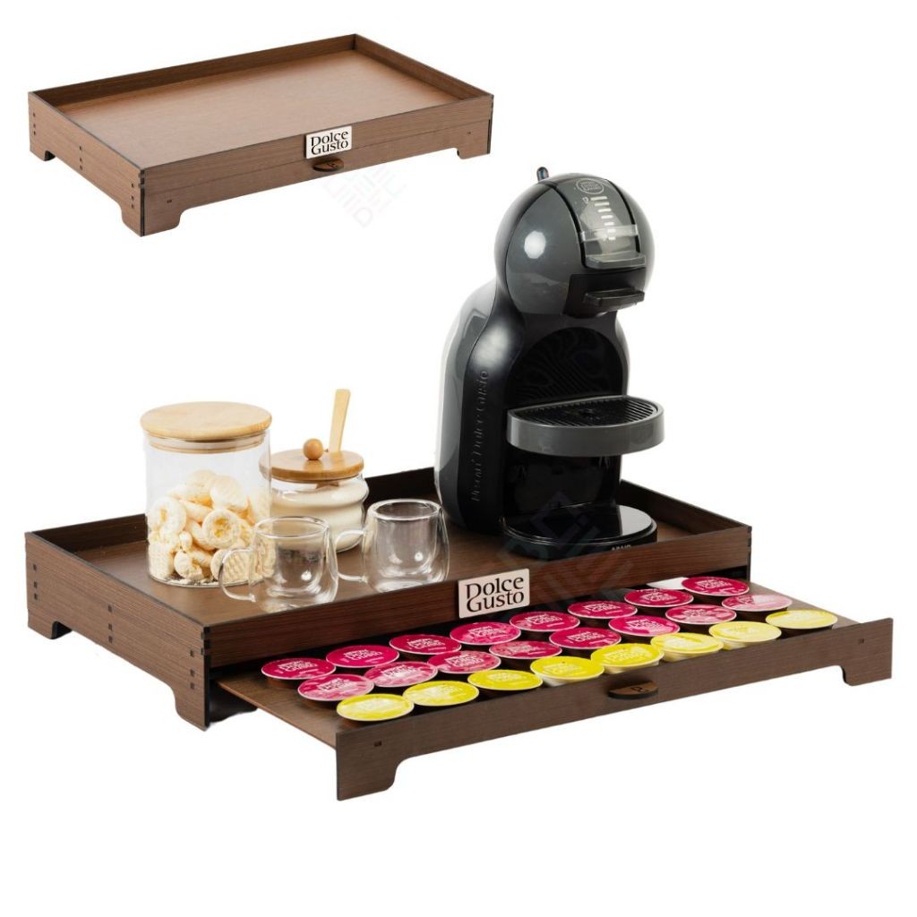 Bandeja Porta Cápsulas Cantinho do Café Dolce Gusto gaveteiro c/ puxador organizador grande suporte