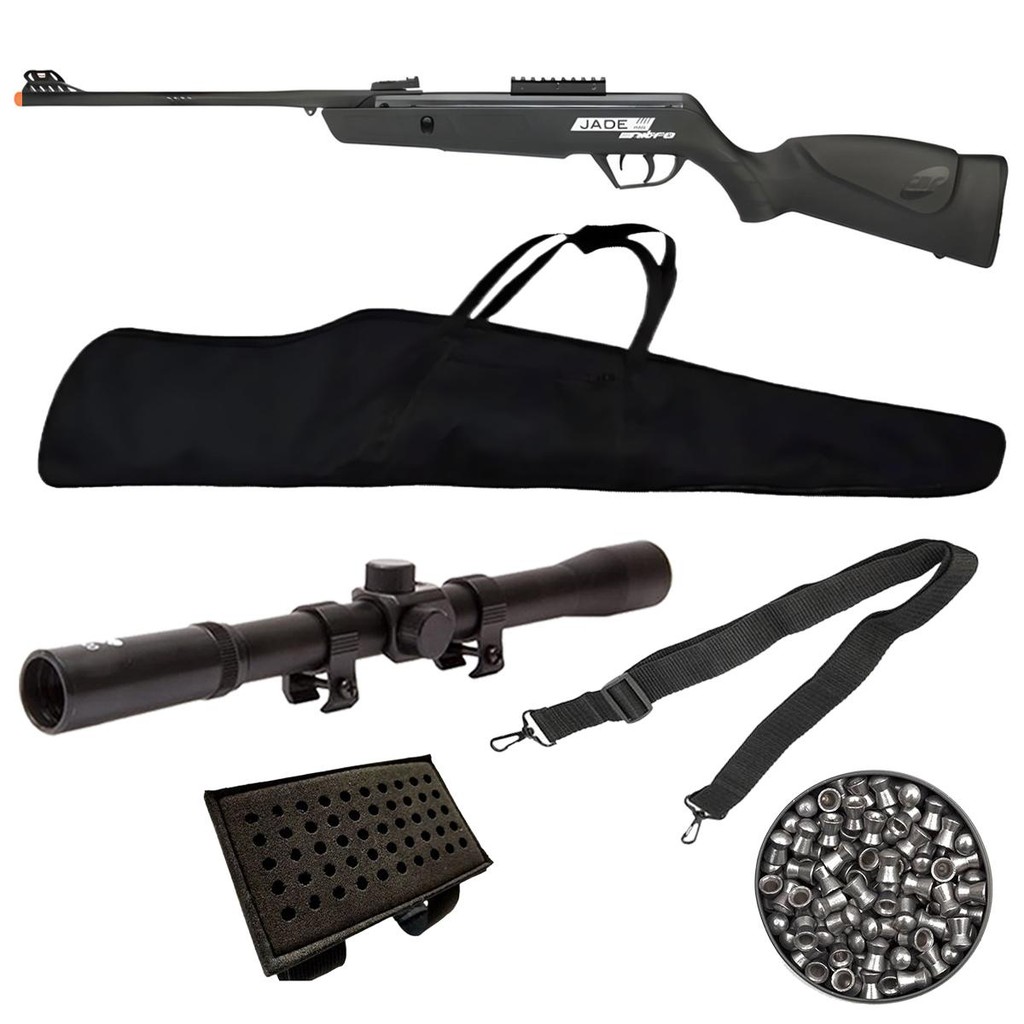 Carabina Pressão Jade Mais Nitro 5.5mm CBC + Luneta 4x20 + Capa + Chumbo + Bandoleira + Porta Chumbo em Oferta na Shopee