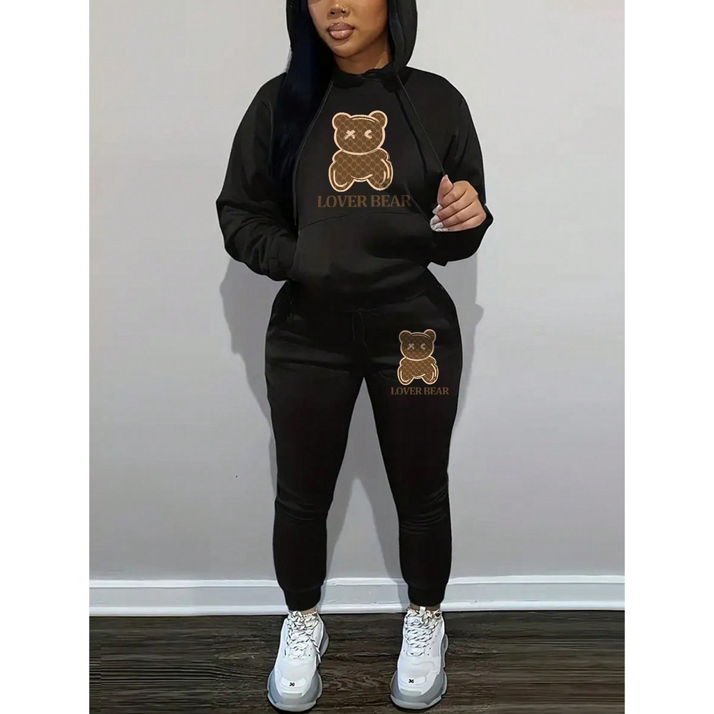 Conjunto Moleton "Love React Bear"  -Blusa e Calça