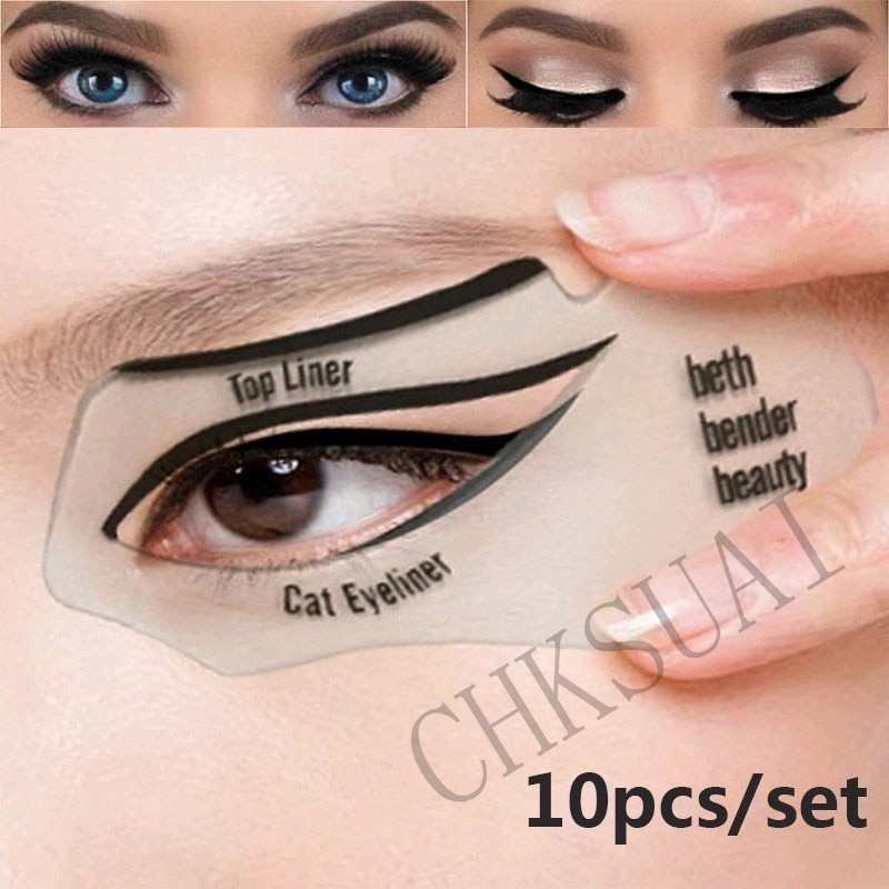 10Pcs/set Cartões Para O Delineador De Olhos De Gato Multifuncionais Modelador Template/Stencils Drawing Card/Eyeshadow Definindo Kit De Maquiagem Stencil em Oferta na Shopee