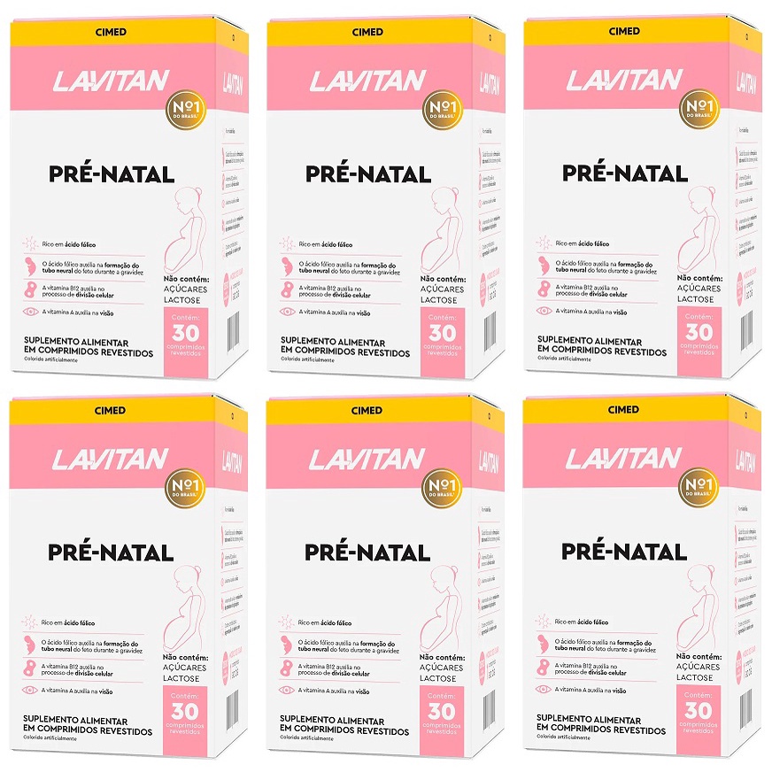 Kit 6 Vitamina Lavitan Pré-Natal Multi 30Cpr - Cimed
