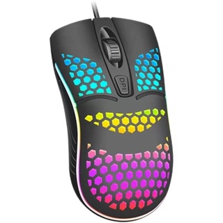 Mouse Óptico Com Fio Usb RGB Preto Para Computador Notebook em Oferta na Shopee