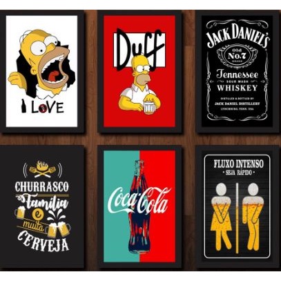 Quadro Placa Decorativa Churrasqueira Área Externa Churrasco Área Gourmet Bebida Churrasco Família Homer Simpsons Presente