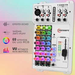 Mesa de Som Taramps Multicolor Colorida LED RGB 69 Efeitos T0302 ECHO FX