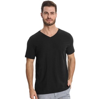 Camiseta Masculina Básica Gola V Rovitex Preto