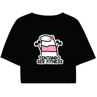 Cropped Feminino Preto Tumblr blogueira tentando ser fitness flork feminina manga curta