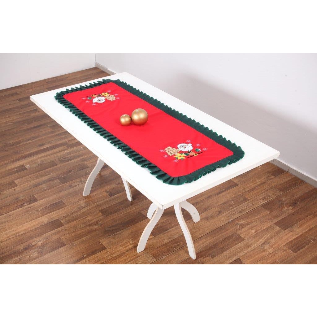 CAMINHO DE MESA NATAL BORDADO VERMELHO PAPAI NOEL