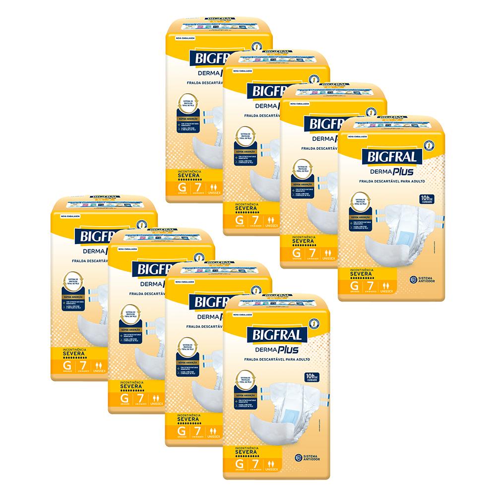 Kit 8 Fraldas Geriátricas Bigfral Derma Plus G com 7un cada em Oferta na Shopee