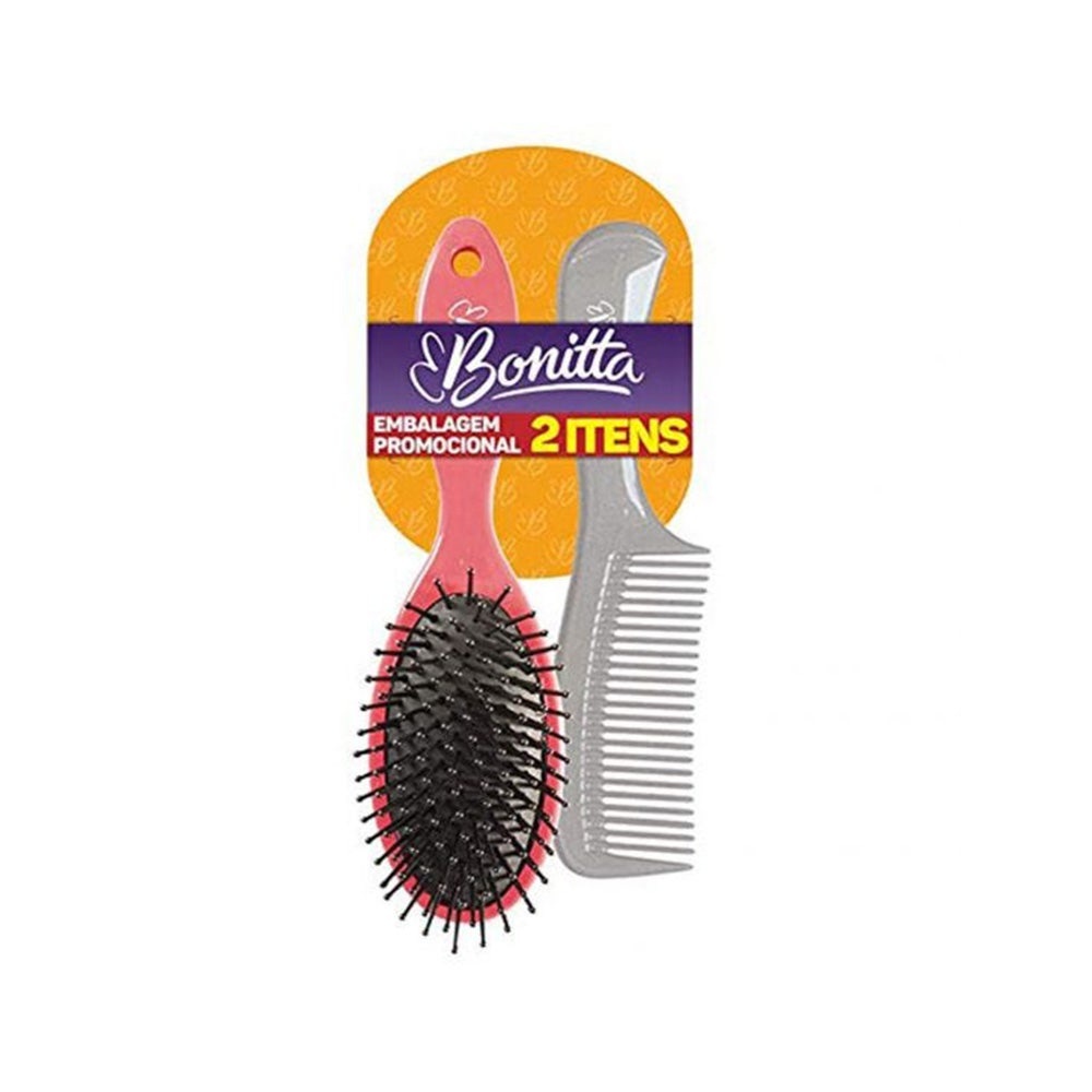 Kit Escova e Pente De Cabelo Bonita Médio - Beauty
