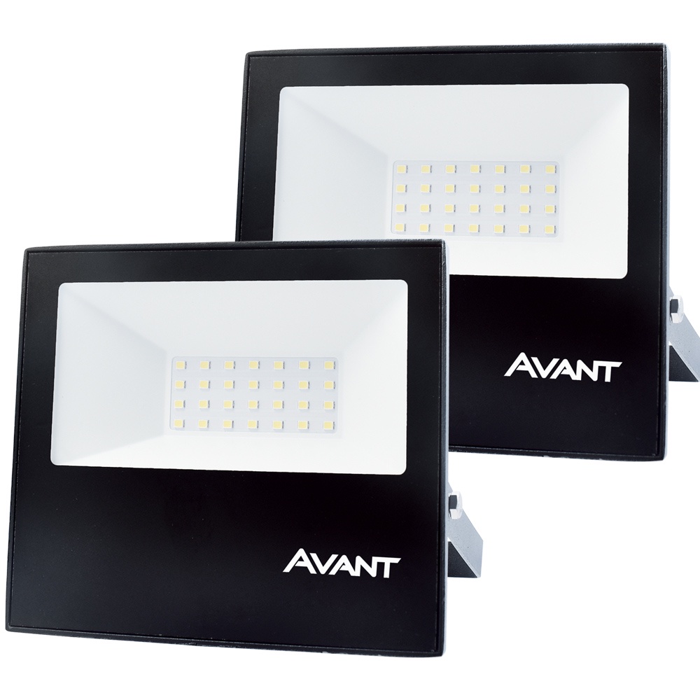 2 Refletor Led Luz Branca 6500K Bivolt 30w IP65 Ilumina Comércio Jardim
