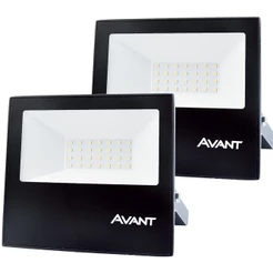 2 Refletor Led Luz Branca 6500K Bivolt 30w IP65 Ilumina Comércio Jardim