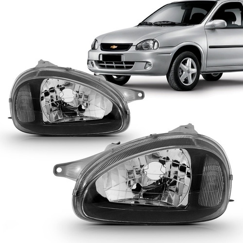 PAR FAROL CORSA 2001 CARCACA CINZA MASCARA NEGRA LADO DIREITO E ESQUERDO - Spare Parts and Accessories for Vehicles