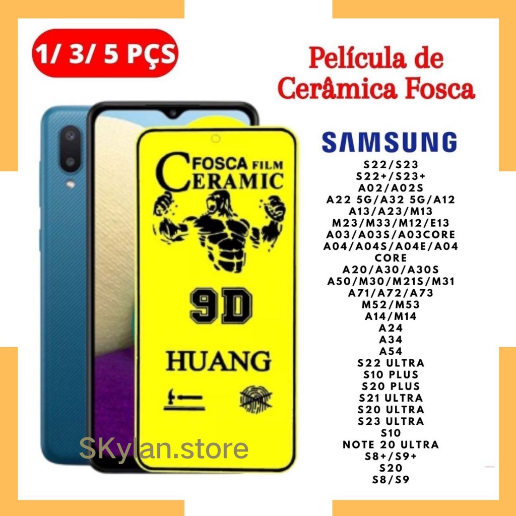 Pelicula de Ceramica 3D Fosca para linha A S M Samsung Galaxy S20 FE a02 a03 a04 a20 a50 m30 a34 a24 linha S a54 em Oferta na Shopee
