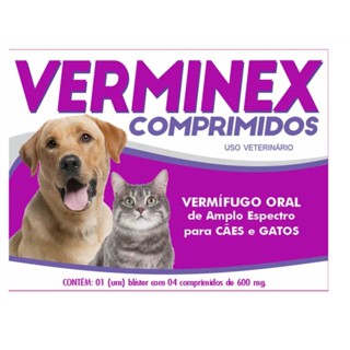 VERMÌFUGO VERMINEX ORIGINAL CAES E GATOS 4 COMPRIMIDOS
