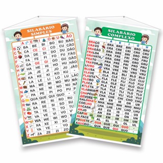 Banners Pedagógicos Silabário Simples e Complexo - Kit 2 Banner Escolar Didático