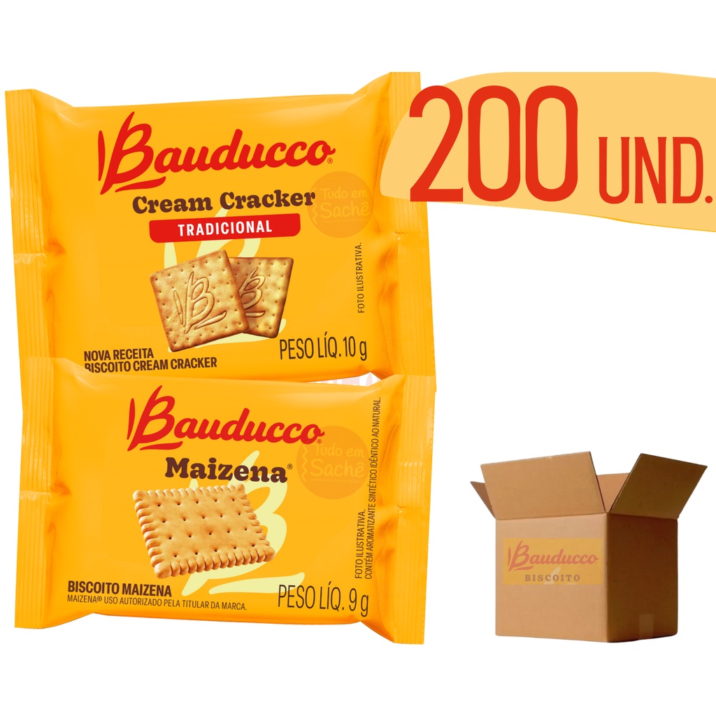 Biscoito Bauducco Sachê Cream Cracker + Maizena 200 unidades
