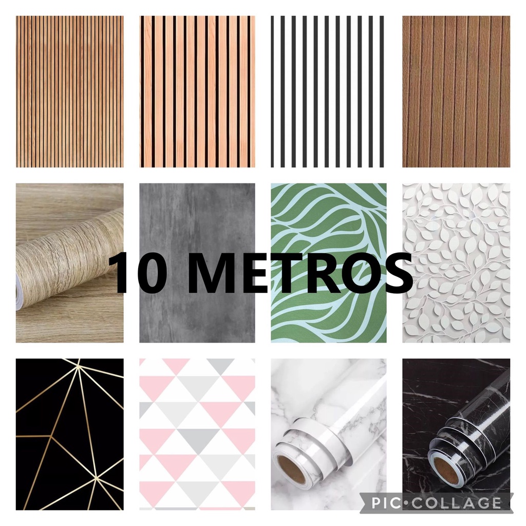 Papel de Parede Autocolante 3D Para 10 METROS x 45CM Adesivo Lavável e Linha Anti Óleo Premium