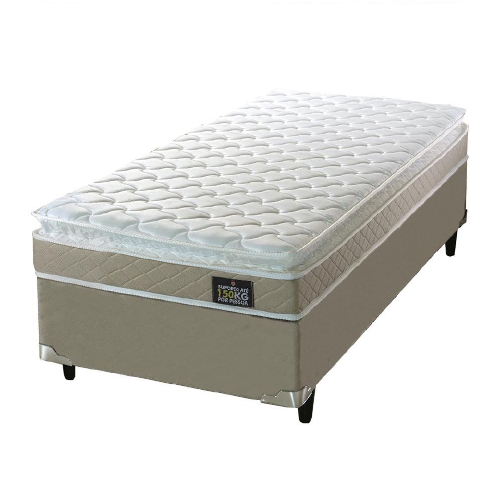 Cama Box Solteiro Colchão D45 com Pillow Top Hellen Strong 88x188x62cm Bege - Suporta até 150kg por em Oferta na Shopee