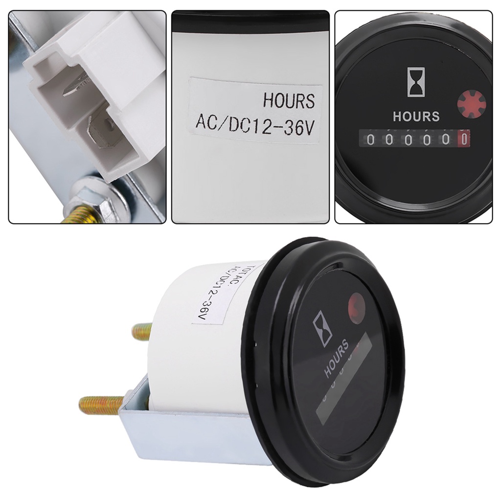 12-36V DC AC 6 Dígitos Preciso Redondo Medidor De Hora De Quartzo Testador Para Motor De Caminhão De Carro De Barco