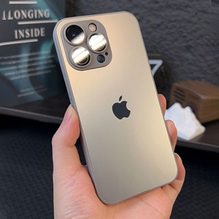 Capa Protetora Quadrada De Vidro Fosco Cinza Titânio AG iPhone 15 14 13 Pro Max iPhone11 15 Plus Proteção Total Da Lente anti-Queda