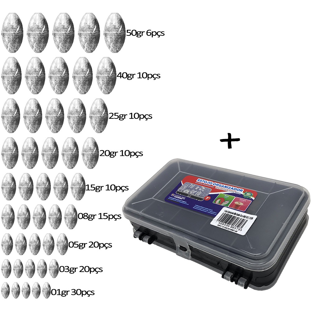 Kit Chumbada De Pesca Oliva 131 Peças Pesos E Modelos Variados em Oferta na Shopee