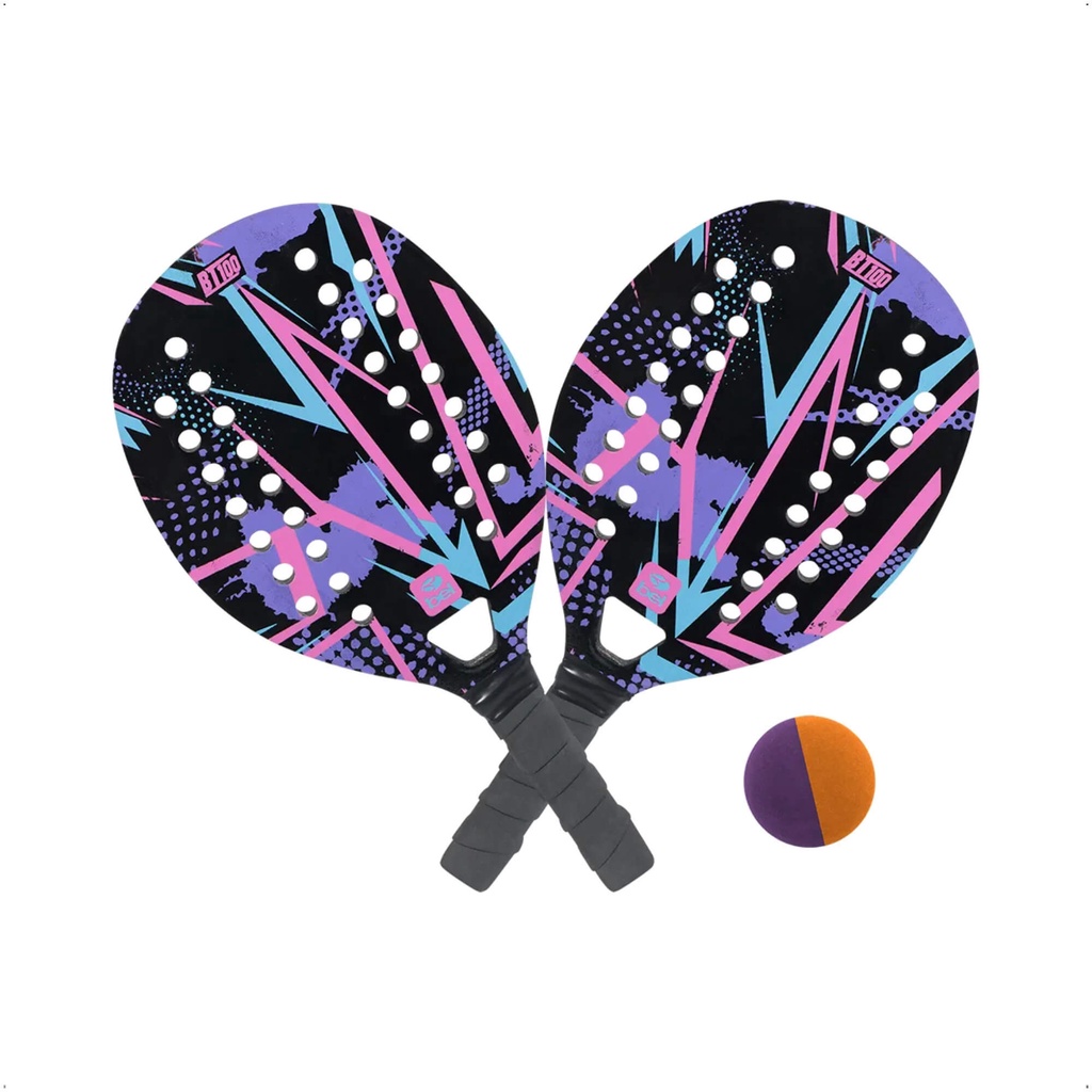Kit Raquete Beach Tennis de Praia com Bolinha Lilas BT100 - BEL 480615