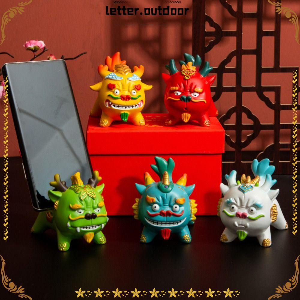 LO Chinese Figurino Dragão , Suporte Telefônico Miniatura , Desenho Animado Decoração De Mesa Ornamento Chinês Figurinos Colecionáveis