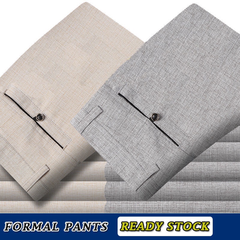 PRONTO STOCK Calças De Linho De Seda Para Homens Soltos Casual Straight Plus Size Roupas Masculinas UVKF