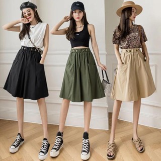 Cinco Pontos Gordura mm Calça de Perna Larga Calça Feminina Calça de Verão Cintura Alta Calça Exterior Solta Look Slimmer 100kg Calça Média Calça Casual Saia