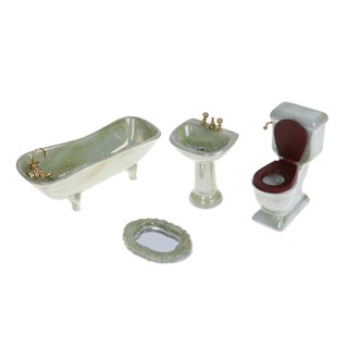 B1R 1 : 12 Conjunto De Banheiro Em Miniatura De Porcelana Verde Dollhouse Banheira LJ YL2206
