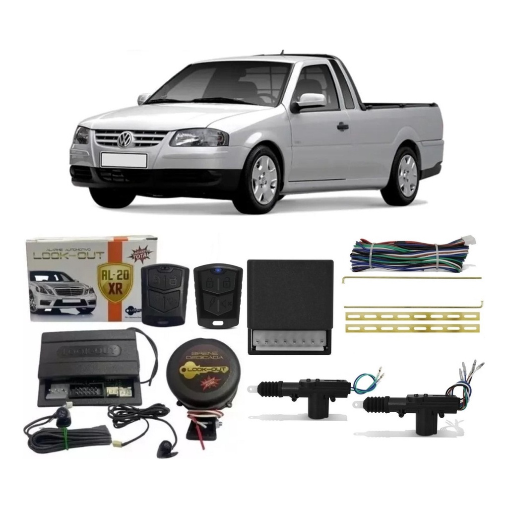 Kit Alarme + Trava Eletrica Saveiro G4 2 Portas Dianteiras em Oferta na Shopee