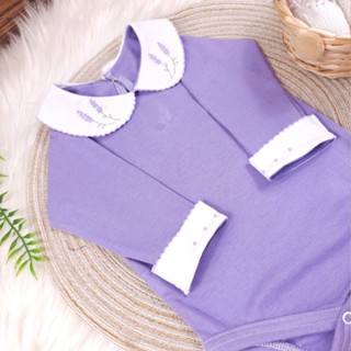 Body Bebê Menina Gola Bordada Lavanda