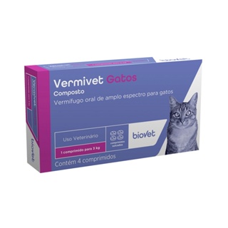 Vermífugo Vermivet Composto Para Gatos Biovet 4 Comprimidos em Oferta na Shopee