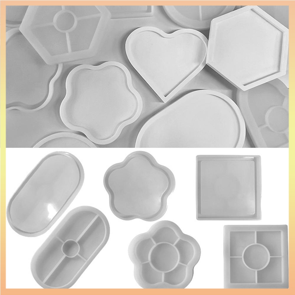 Oval Quadrado Redondo Hexágono Forma Resina Epóxi De Concreto Bandeja De Fundição De Cimento Molde De Silicone Bandejas