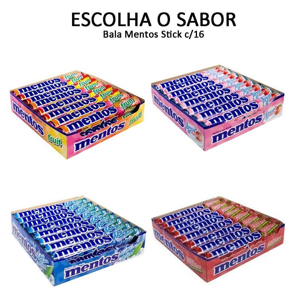 Bala Mentos Mini Stick ESCOLHA O SABOR c/16 unidades - Perfetti