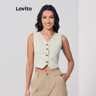 Lovito Blazer Casual De Bolso Falso Frontal Com Botão Liso Para Mulheres LBL07123